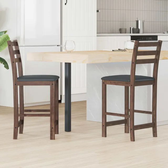 vidaXL Eettafelstoelen 2 st Massief Rubberhout Licht Bruin
