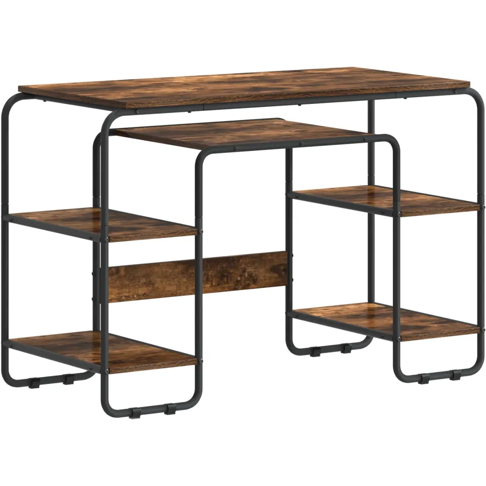 vidaXL Bureau met opbergruimte Gerookt eiken 113.5 x 52 x 75.5 cm, foto 3
