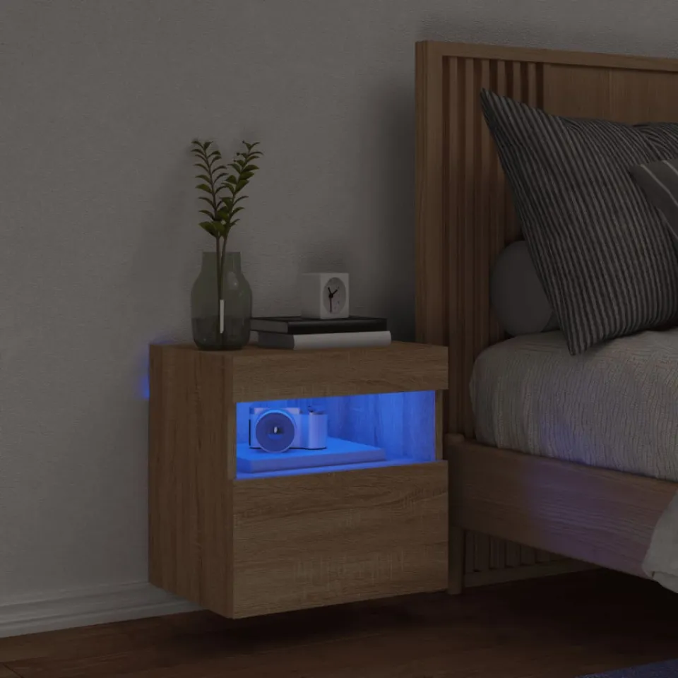 vidaXL Tv-wandmeubel met LED-verlichting 40x30x40 cm sonoma eikenkleur, foto 3