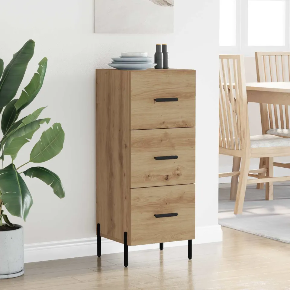vidaXL Dressoir artisanaal eikenkleurig 34 x 34.5 x 90 cm Bewerkt hout, foto 3