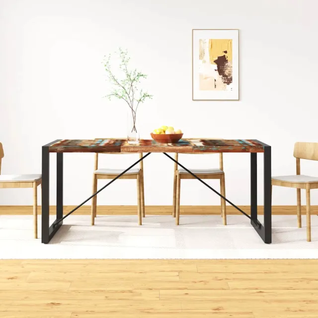 vidaXL Eettafel 180 cm massief gerecycled hout Meerkleurig