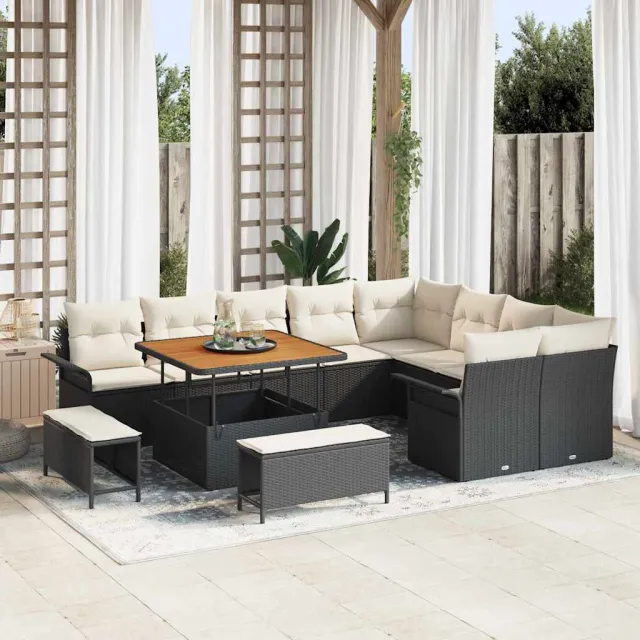 vidaXL Tuinbankenset 12 st Zwart poly rattan