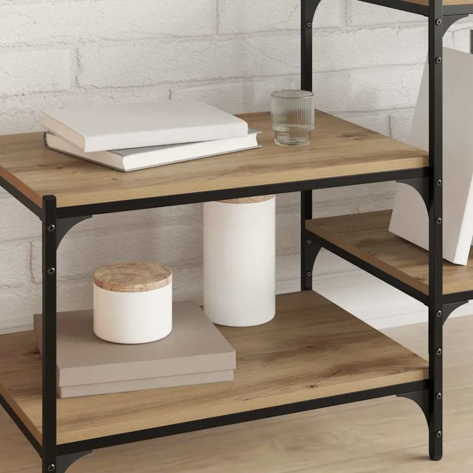 vidaXL Boekenplank Bord 3-laags 4 st 60 x 40 x 1,5 cm Bewerkt hout bruin, foto 4