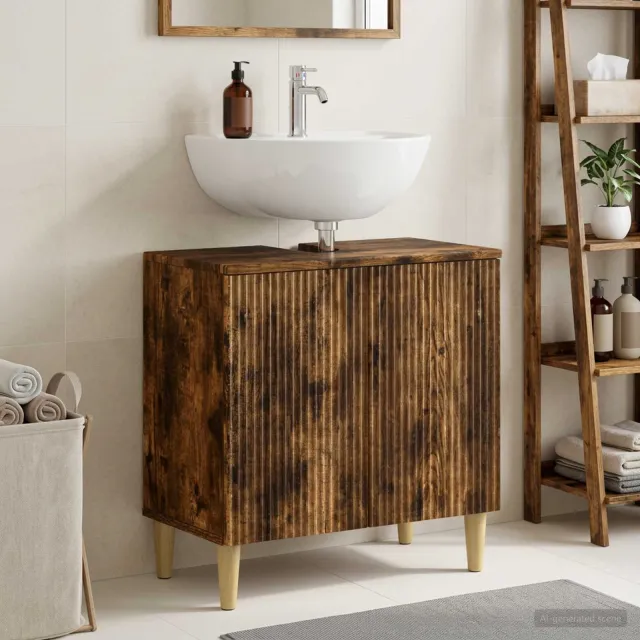 vidaXL Badkamer wastafelkast ARNHEM Gerookt eiken 59,5 x 31,5 x 59 cm, foto 2