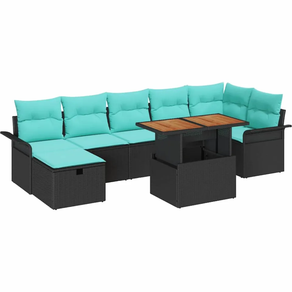 vidaXL Tuin Sofa Set 8 st Zwart poly rattan
