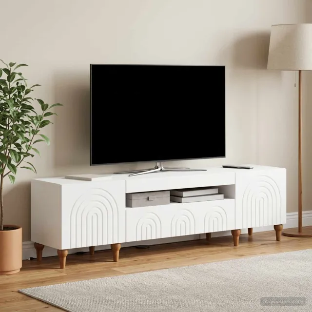 vidaXL LED tv-meubel ALKMAAR 153 x 35 x 43 cm Wit Bewerkt hout, foto 2