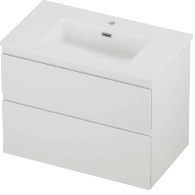 Proline Tribute Badmeubelset Porselein Elegant 1 Kraangat 80x46x62 cm Mat White Mat Wit