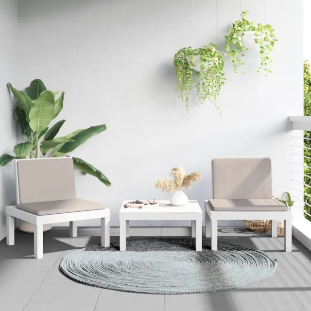 vidaXL 3-delige Loungeset met kussens PP wit, foto 2