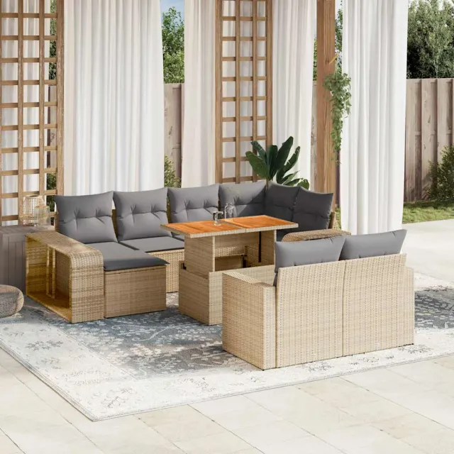 vidaXL 11-delige Tuinset met kussens poly rattan beige, foto 2