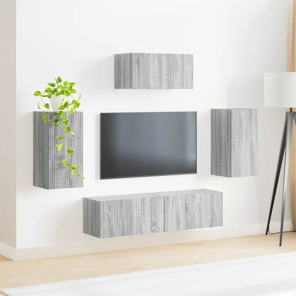 vidaXL Tv-meubelset 5 st Grijs Sonoma Bewerkt hout, foto 4