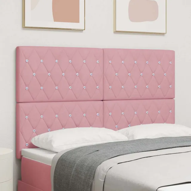 vidaXL LED Hoofdbord Roze Fluweel