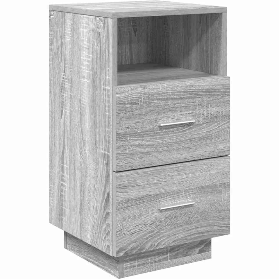 vidaXL Nachtkastje met 2 lades 36x36x68 cm grijs sonoma eikenkleurig, foto 3