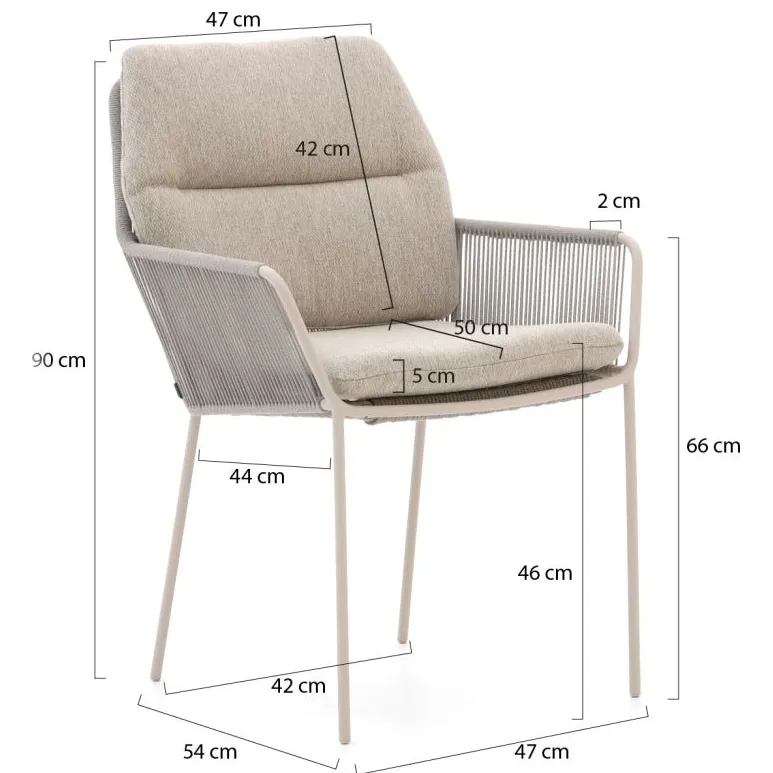 Suns Punta dining tuinstoel taupe, foto 2