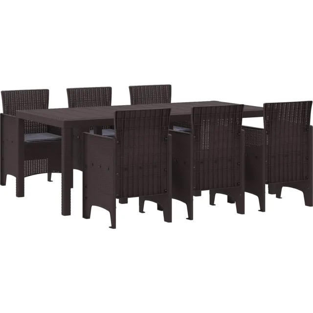 vidaXL Tuin eettafelset 7 st Bruin Polypropyleen