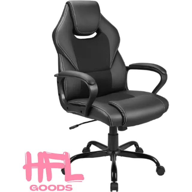 HFL Goods Bureaustoel - Lederlook - Gamingstoel - Zwart