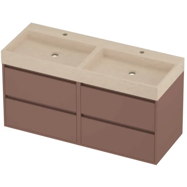 Proline Evoli Badmeubelset Hardsteen Loft Greeploos 120x46x62 cm Sand Stone Beauty Blush Rosé Goud