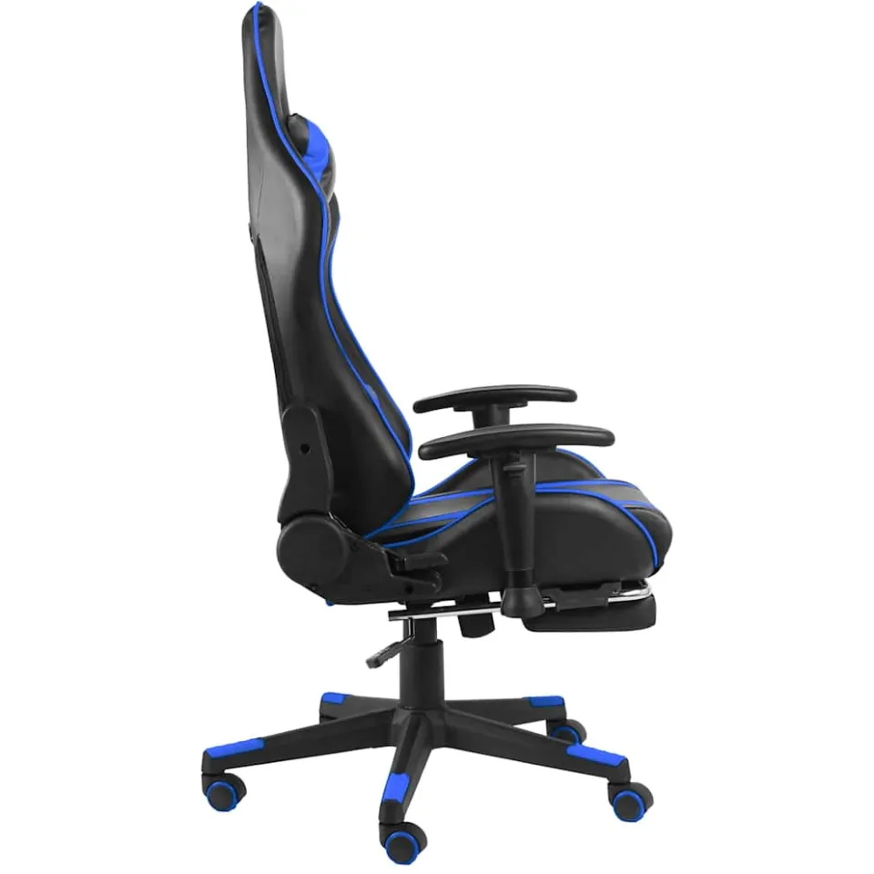 vidaXL Gamestoel draaibaar met voetensteun PVC blauw, foto 4