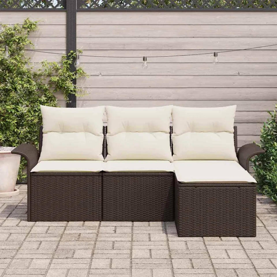 vidaXL Tuin Sofa Set 4 st Bruin poly rattan, foto 3