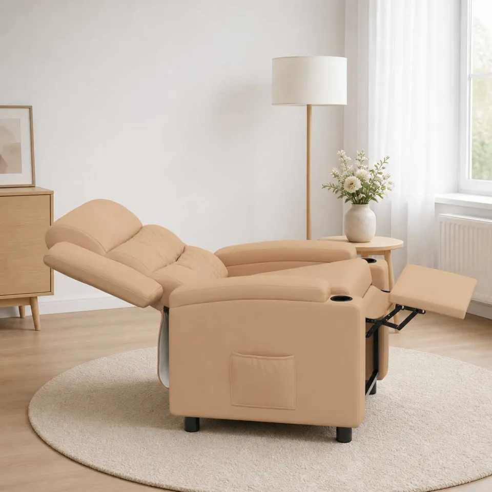 vidaXL Ligstoel Cappuccino 75 x 93 x 98 cm Stof tan, foto 3