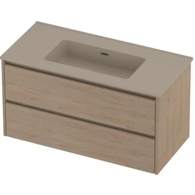 Proline Tribute Badmeubelset Porselein Elegant 100x46x54 cm Mat Crème Cotton Ideal Oak Eiken