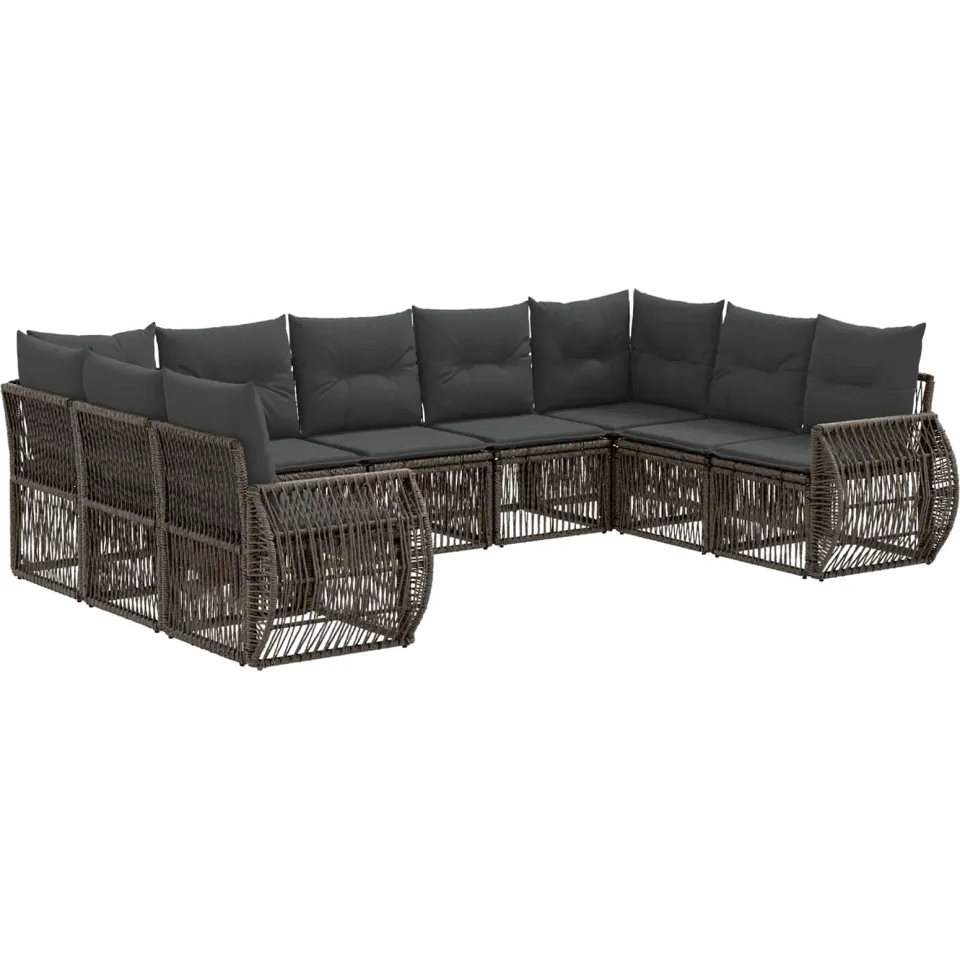 vidaXL Tuinbankenset 9 st Grijs en Donkergrijs poly rattan, foto 3