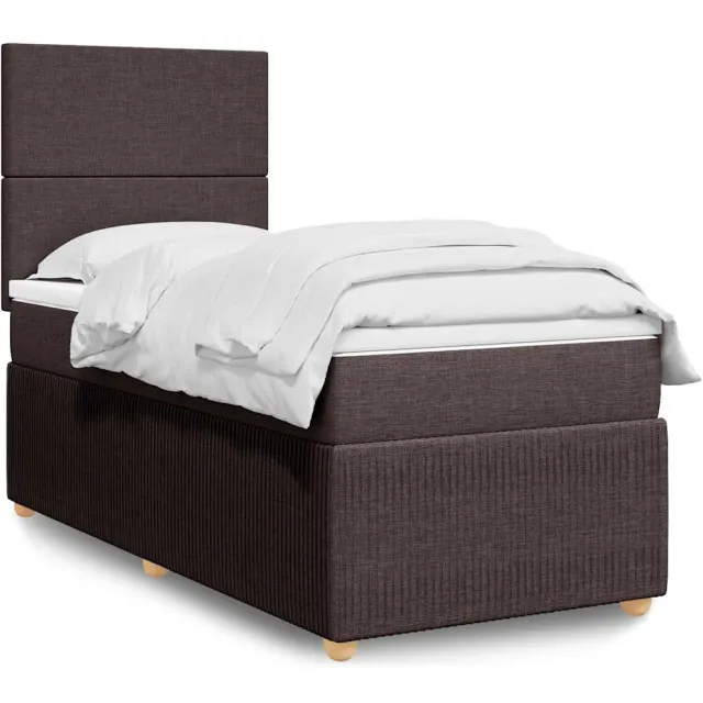 vidaXL Boxspring met matras stof donkerbruin 90x200 cm bruin