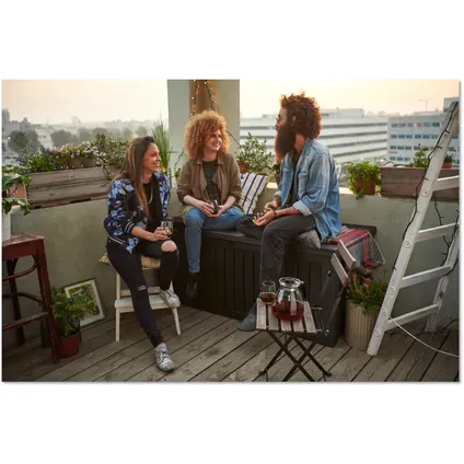Keter Kussenbox Rockwood - Houtlook - Grijs - 570l - 155x72,4x64,4cm, foto 4
