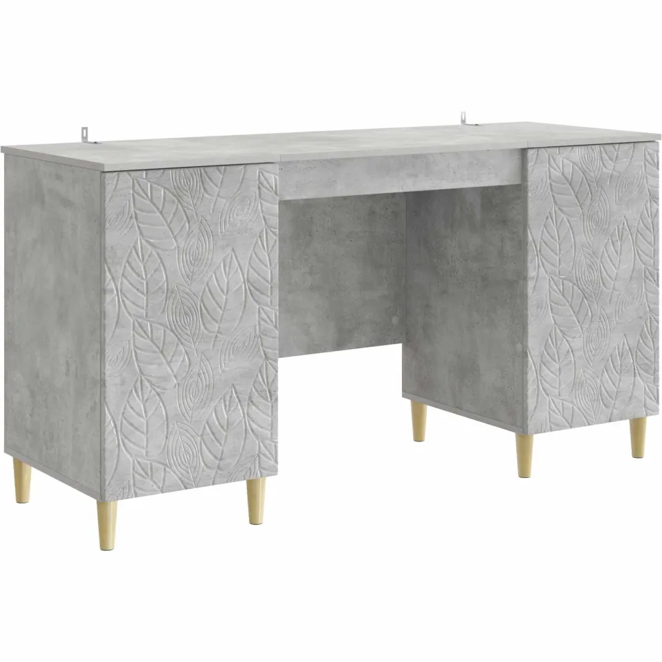 vidaXL Bureau Betongrijs 142,5 x 50 x 75 cm Bewerkt hout grijs, foto 3