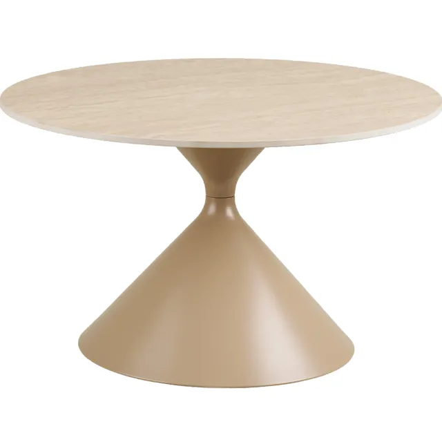 Artichok Anisa metalen salontafel met keramiek blad beige - Ø70