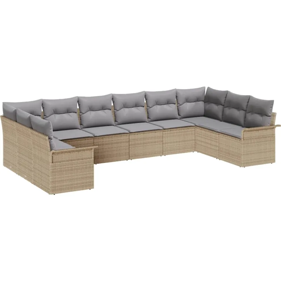 vidaXL Tuin Sofa Set 10 st Beige poly rattan