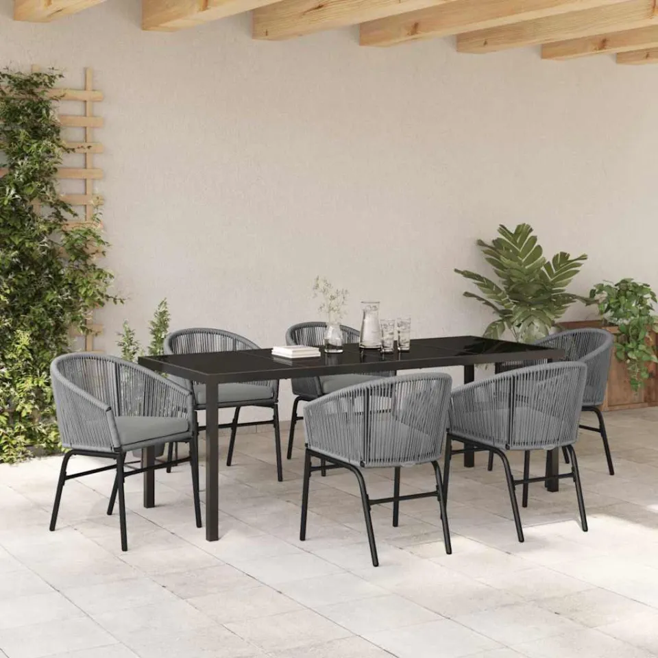 vidaXL Tuin eettafelset 7 st Antraciet Gepoedercoat staal, foto 3
