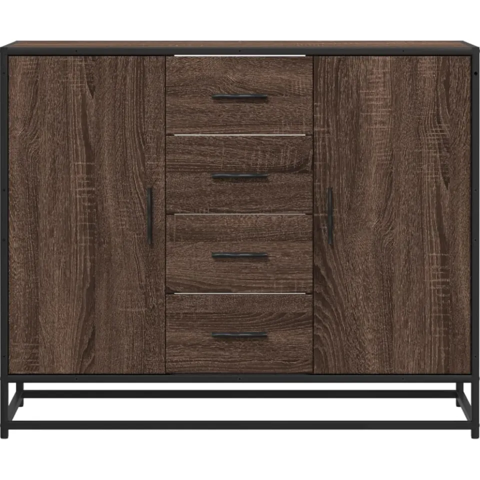 vidaXL Dressoir 92x35x76 cm bewerkt hout bruin eikenkleurig, foto 4