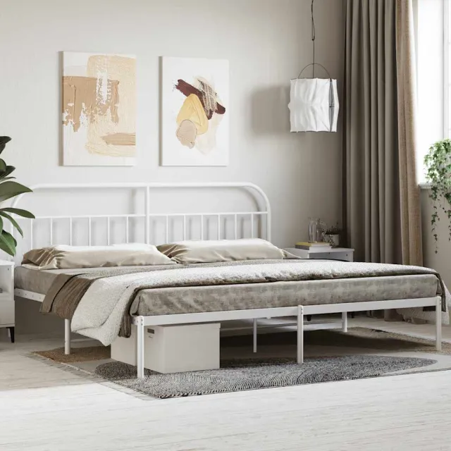 vidaXL Bedframe met hoofdbord metaal wit 200x200 cm