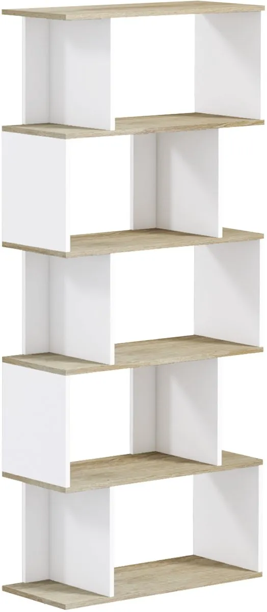 Homcom Boekenplank - Spaanplaat - 70x29,5x163cm - Eikenhout Houtkleur
