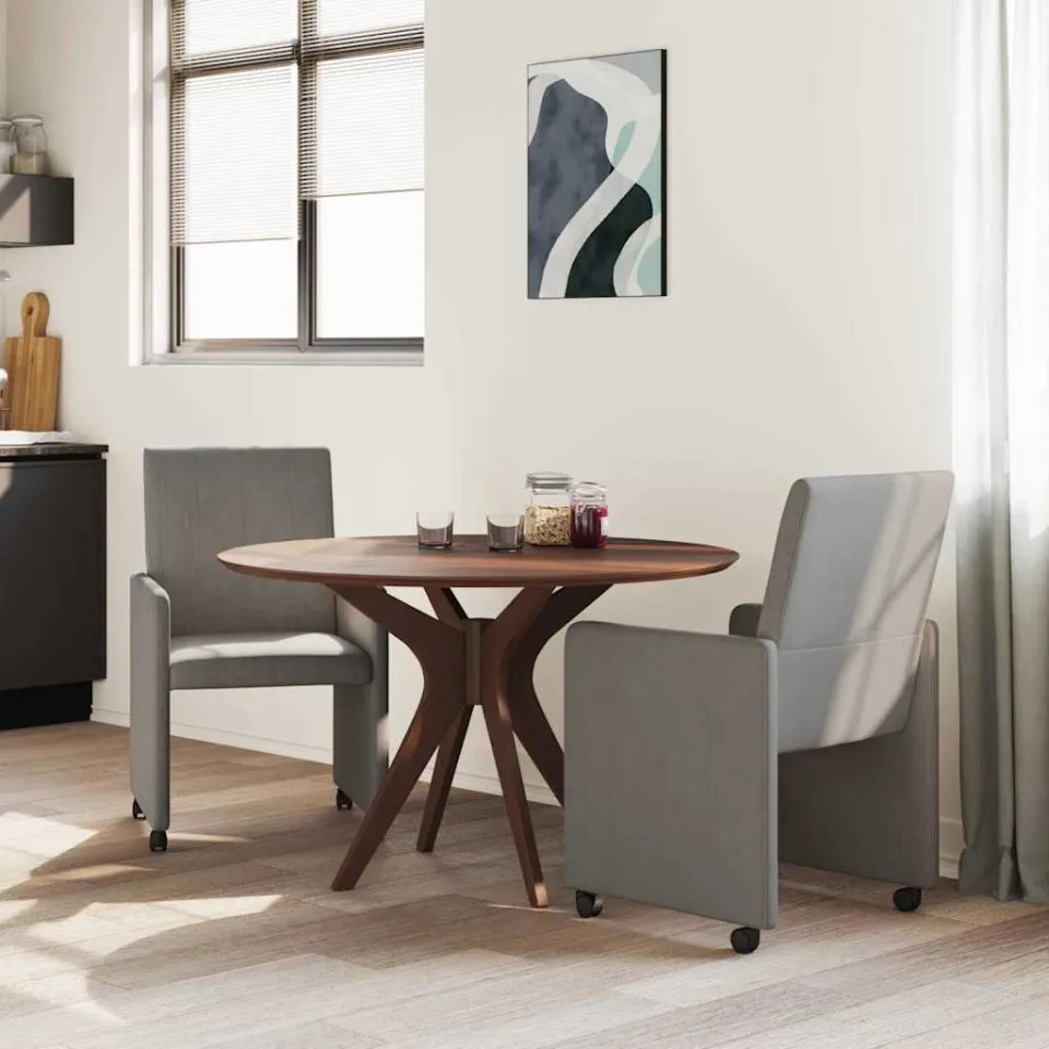 vidaXL Eetkamerstoelen met Wieltjes 2 st Katoenen stof Lichtgrijs, foto 3
