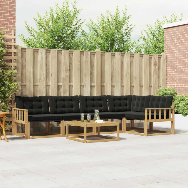 vidaXL Buiten bankenset 6 st Wit en zwart Bruin