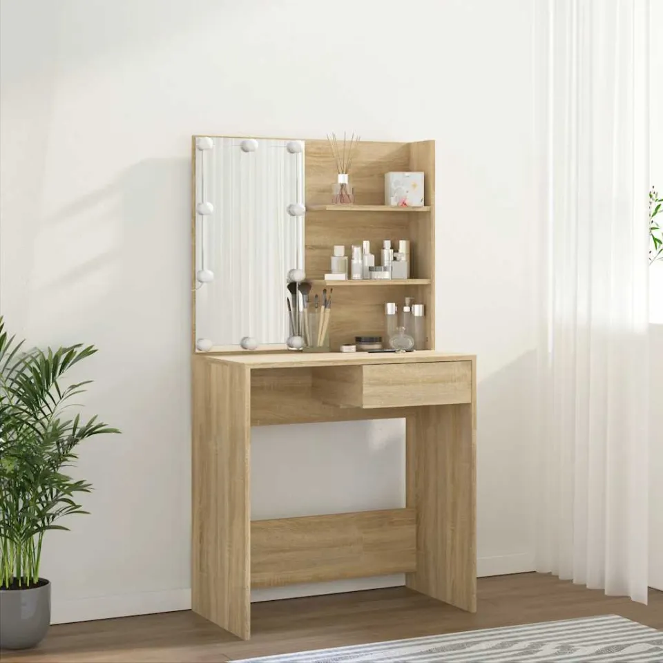 vidaXL Kaptafel met LED 74,5x40x141 cm bewerkt hout sonoma eikenkleur, foto 3