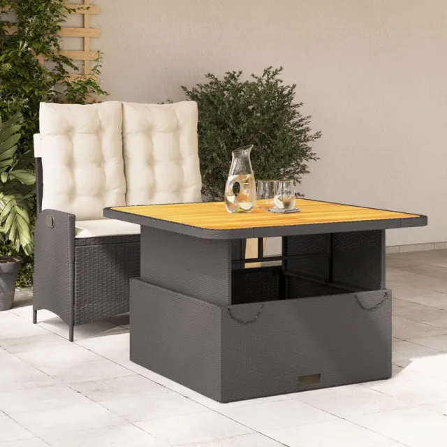 vidaXL 2-delige Tuinset met kussens poly rattan zwart, foto 2