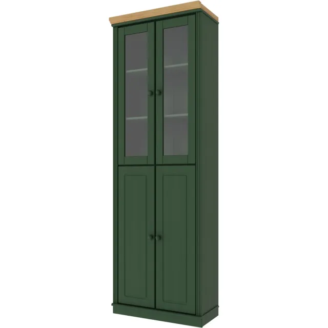 Notio Living Anita- Boekenkast 2 Glass2 Wooddoors GreenStW Groen stain wax