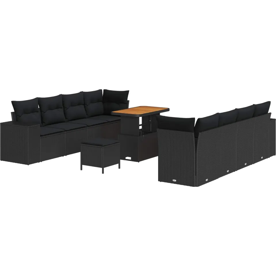 vidaXL Tuin Sofa Set 11 st Zwart poly rattan