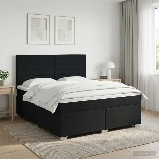 vidaXL Boxspringbed met matras Zwart 180 x 200 cm Stof