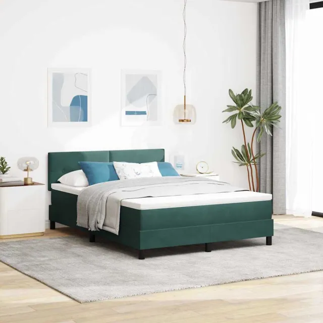 vidaXL LED Box Spring Bed Donkergroen 160 x 200 cm Fluweel