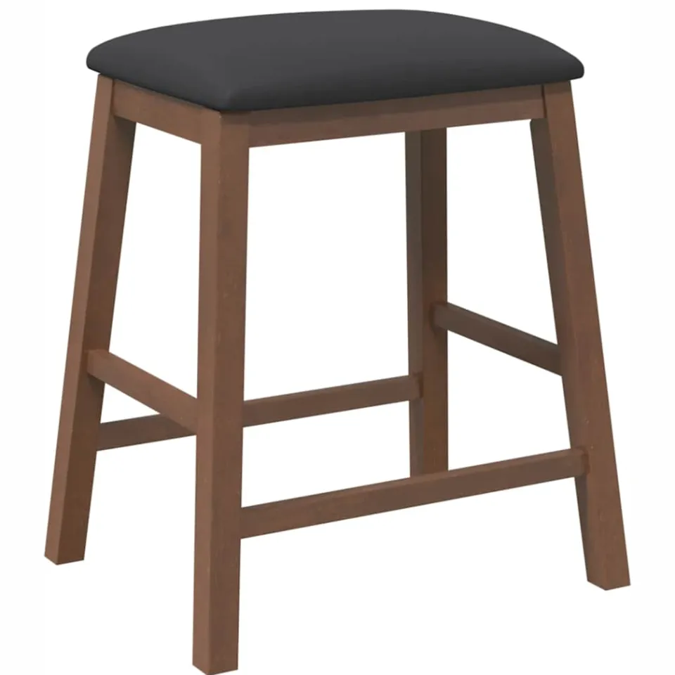 vidaXL Barstoelen met kussens 2 st massief hout rubber bruin, foto 4