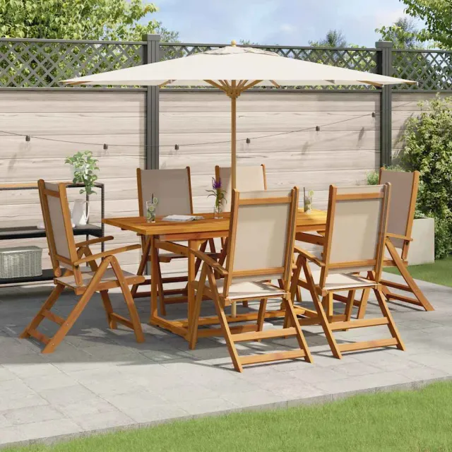 vidaXL 7-delige Tuinset massief acaciahout en textileen bruin, foto 2