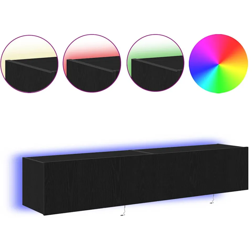 vidaXL TV Wandkast 2 st Zwart Eiken Bewerkt hout, foto 4