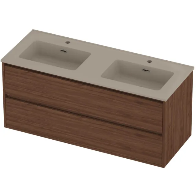 Proline Tribute Badmeubelset Porselein 2 Gaten 120x46x54 cm Mat Crème Cotton Indian Walnut Houtlook