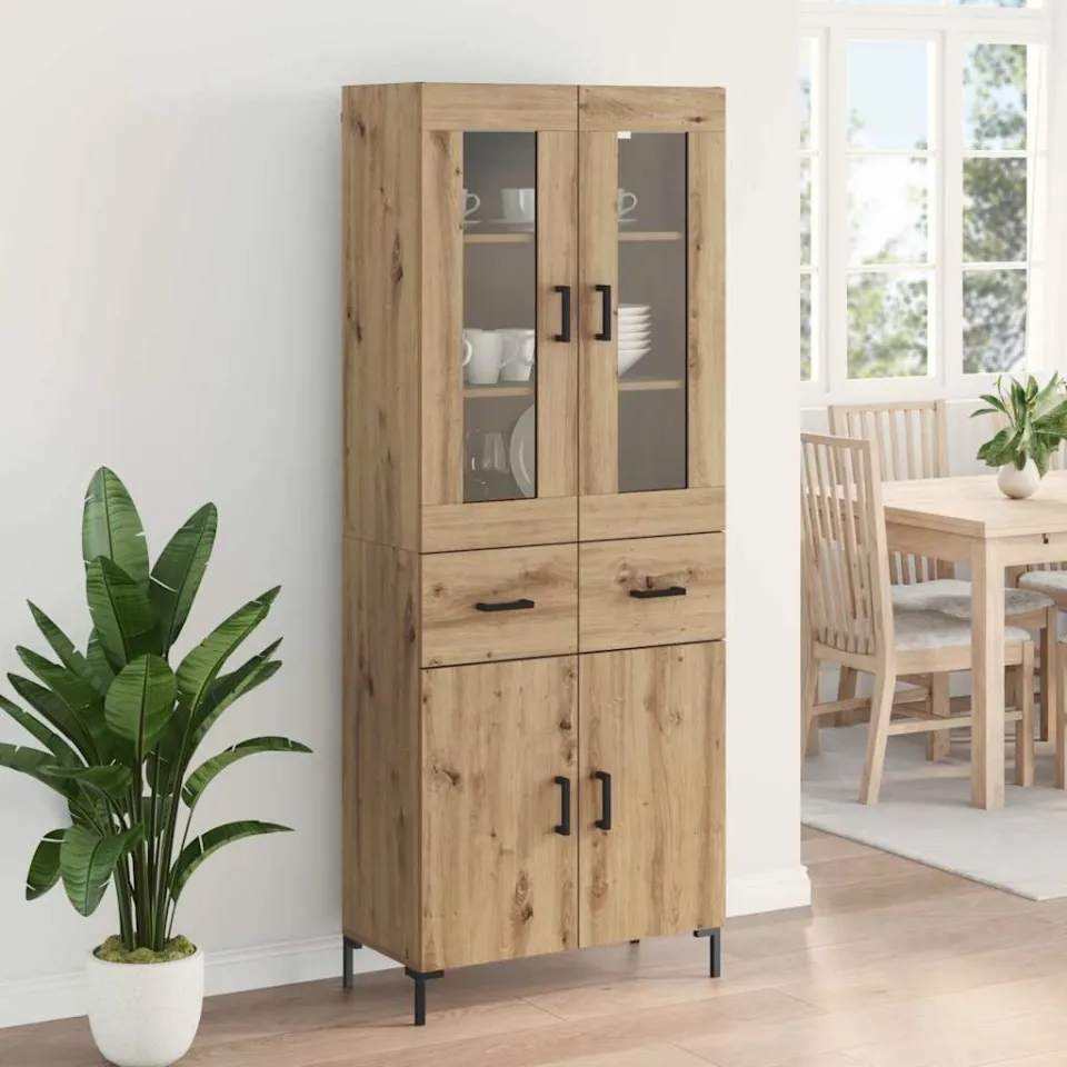 vidaXL Hoge kast 2 st Artisan Eiken 69,5 x 34 x 180 cm Bewerkt hout, foto 4