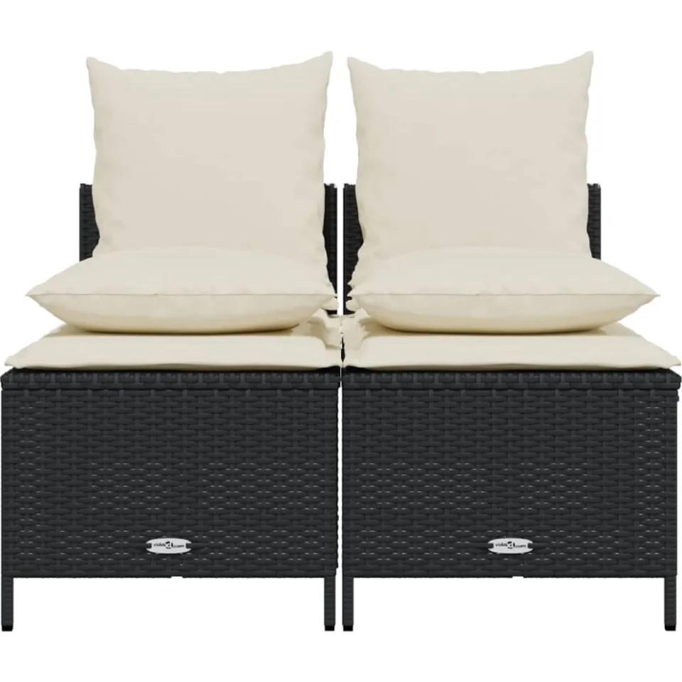 vidaXL 4-delige Loungeset met kussens poly rattan zwart