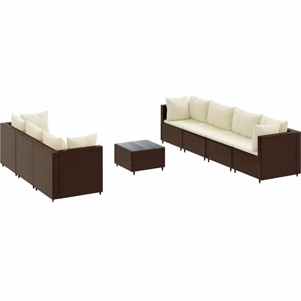 vidaXL 8-delige Loungeset met kussens poly rattan bruin, foto 3
