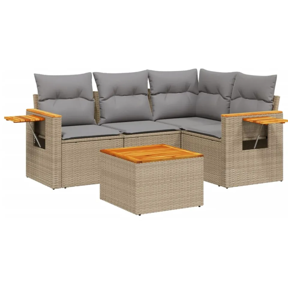 vidaXL Patio Sofa Set 5-zits Beige and Grey, foto 3